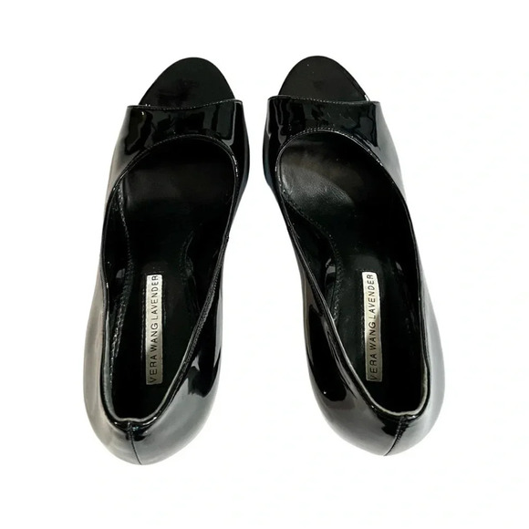 Vera Wang Lavender Open Toe Leather Heel Pumps - Picture 3 of 8